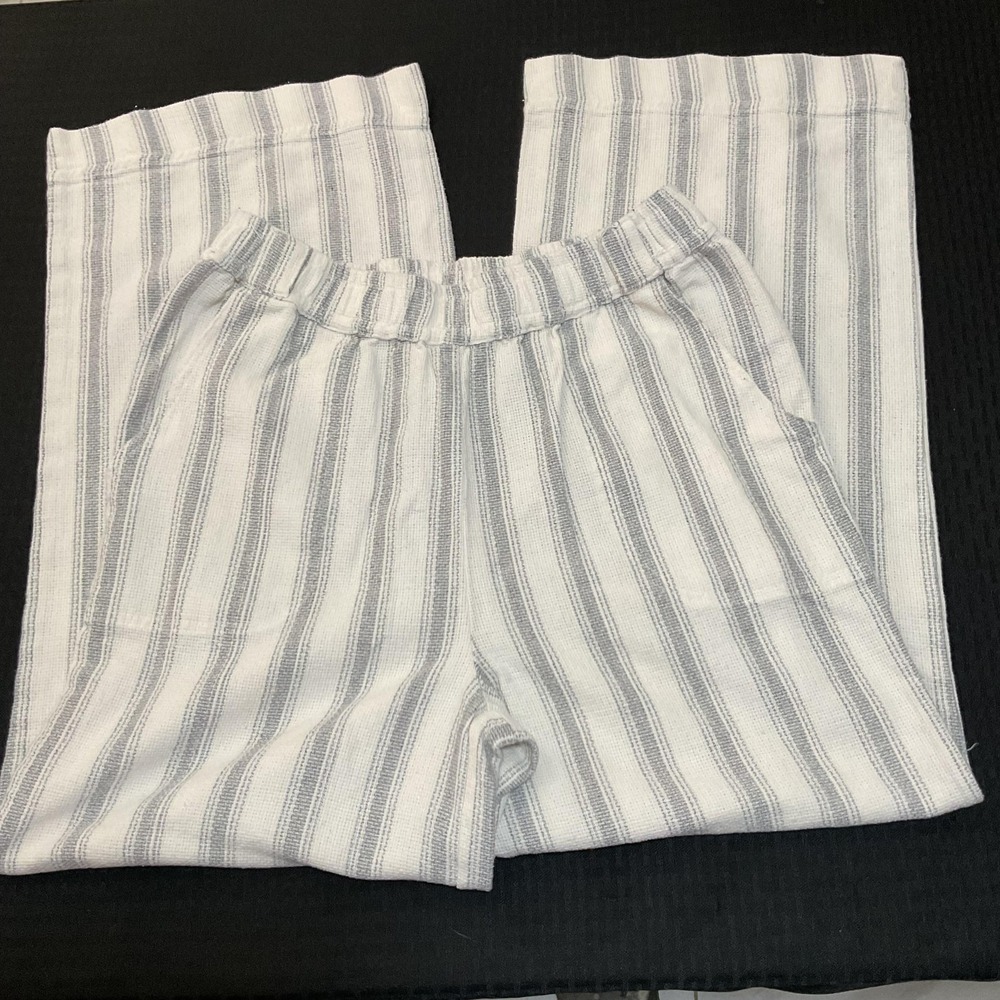 Deja Bleu Sweatpants Womens Large White Stripe Knit Pull On Pockets Casual